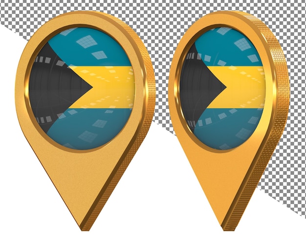 Bahamas Location Icon Flag Isolated with Different Angled 3D Rendering