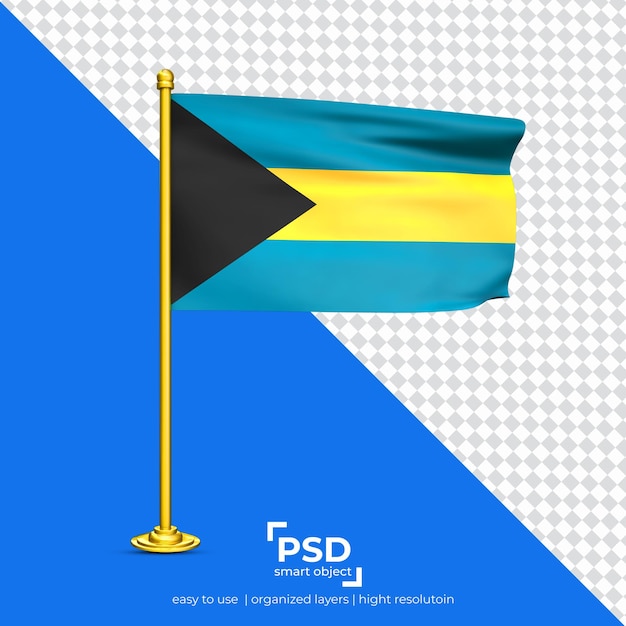 PSD bahamas waving flag set isolated on transparent background