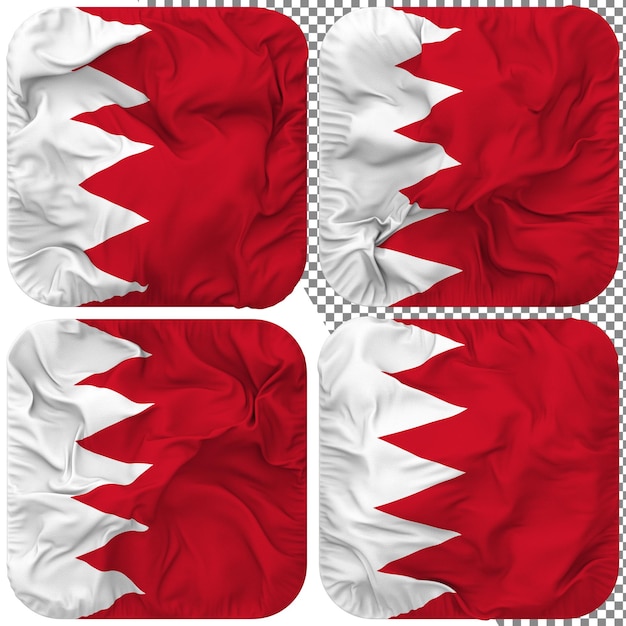 PSD forma di scudiero della bandiera del bahrain isolata con texture bump in stile ondulato diverso, rendering 3d