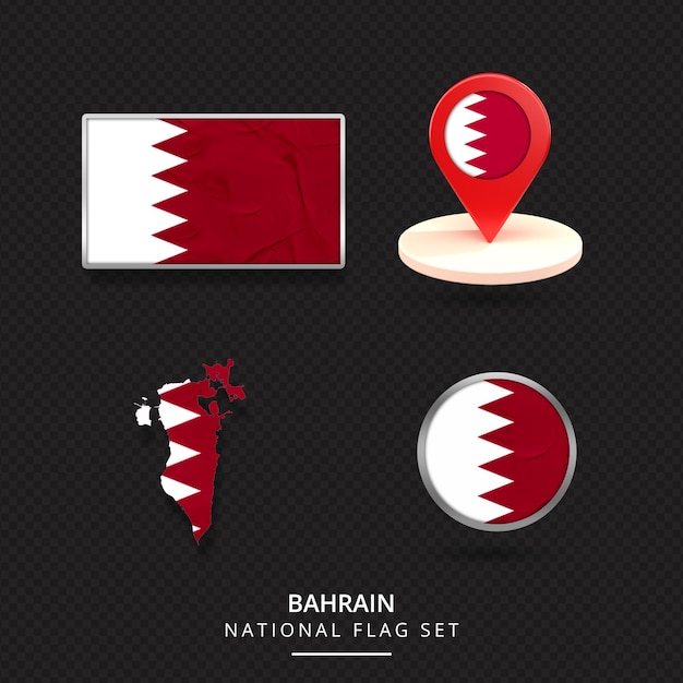 Bahrain national flag map location element design