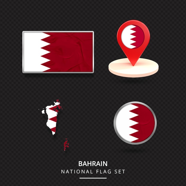Bahrain national flagmaplocationbadge element design