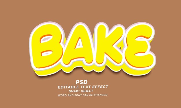 Bake 3d bewerkbare tekst-effect photoshop sjabloon