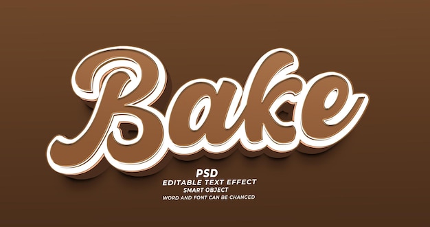 Bake PSD 3d редактируемый шаблон фотошоп с текстовым эффектом