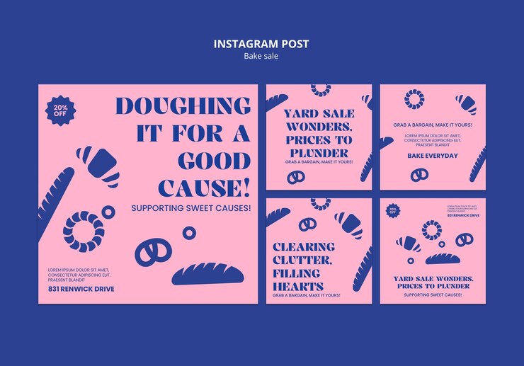 PSD ベイク・セール・トリフォールド インスタグラム・ポスト・テンプレート