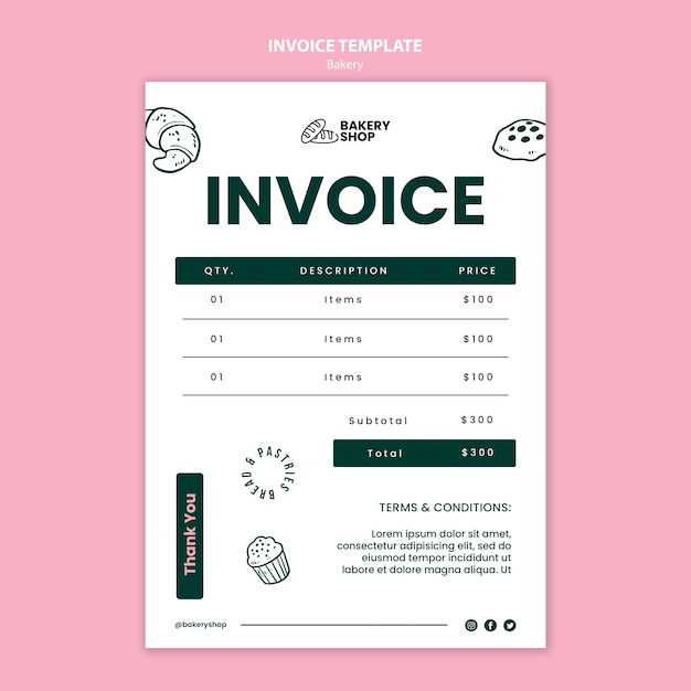 PSD baked goods invoice template