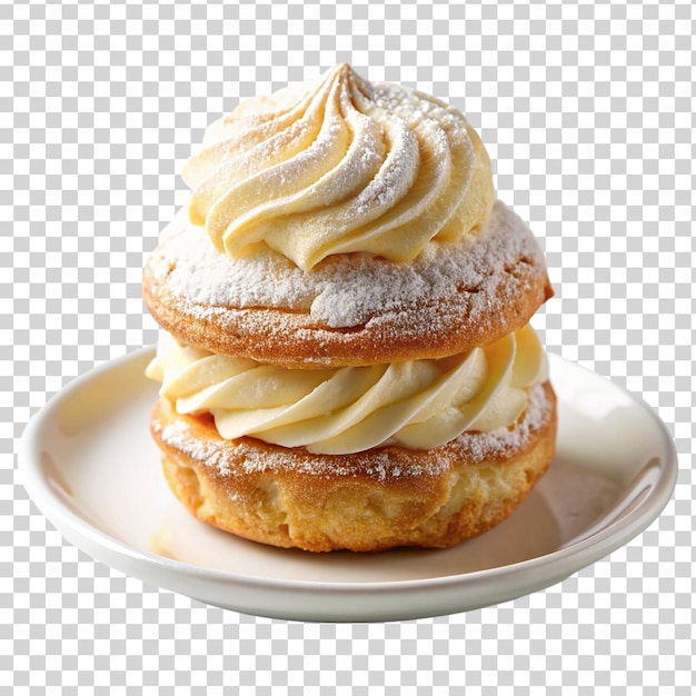 PSD baked pastry cake with cream isolated on transparent background