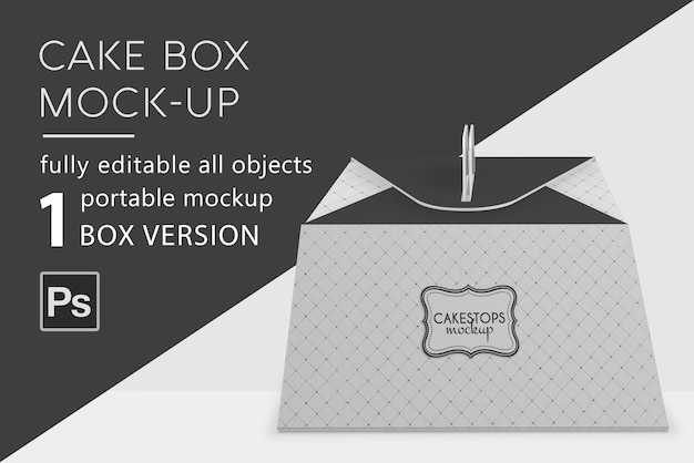 PSD bakery cake box mockup