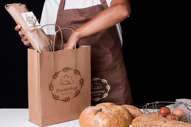 Bakery goods concept with mock-up