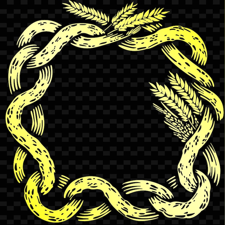 PSD bakery outline with pretzel frame and wheat symbol for deco illustration frames decor collection