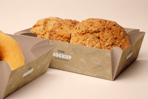 PSD bakery paper tray mockup