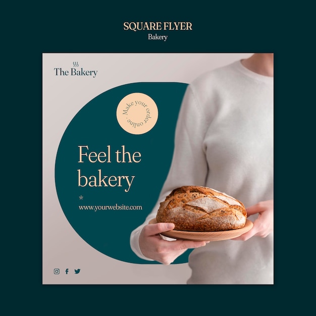 Bakery shop square flyer template