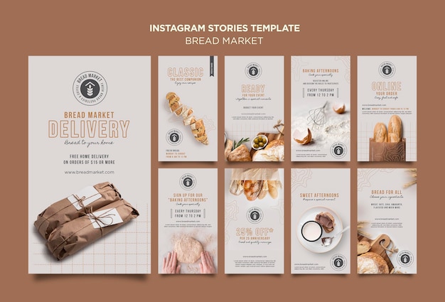 Modello di storie di instagram di pane da forno