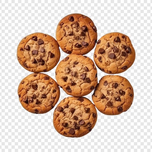 Baking delicious chocolate chip cookies isolated on transparent background