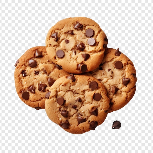 PSD baking delicious chocolate chip cookies isolated on transparent background