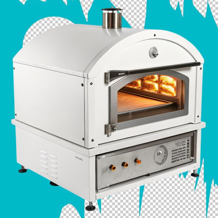 PSD baking italian pizza in an electric oven modern restaurants