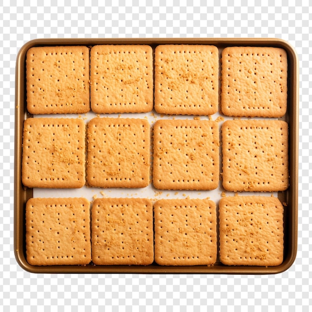 PSD baking sheet with graham crackers isolated on transparent background