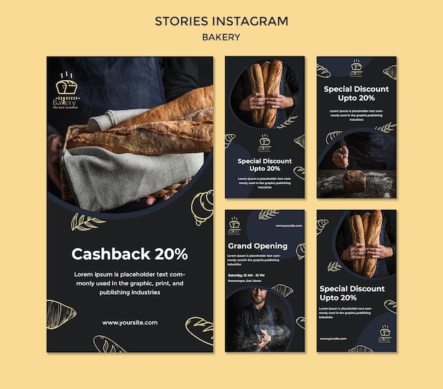 PSD bakkerij advertentie instagram verhalen sjabloon