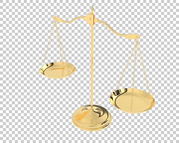 Balance scale on transparent background 3d rendering illustration