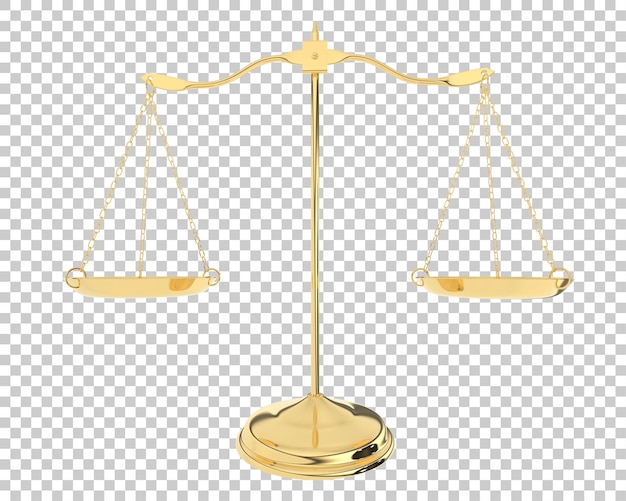 Balance scale on transparent background 3d rendering illustration