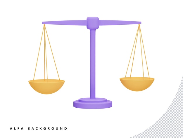 Balance scale with 3d vector icon cartoon minimal style