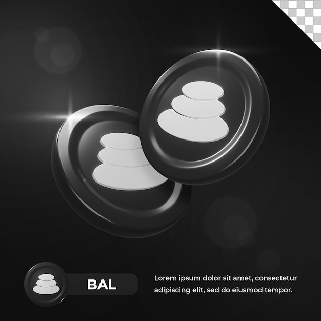 Balancer bal cryptocurrency coin 3d rendering