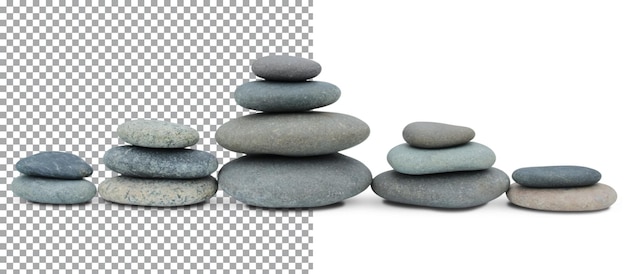 Balancing pebbles arranged in a row on a transparent layer of PSD.