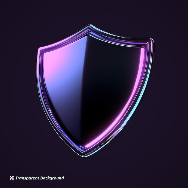 balck and purple shield protection secutiry 3d icon on transparent background