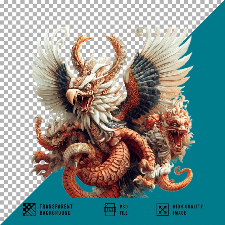 PSD balinese style garuda on transparent background