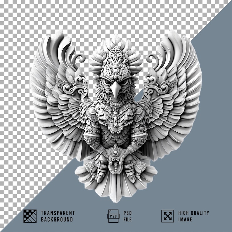 PSD balinese style garuda on transparent background