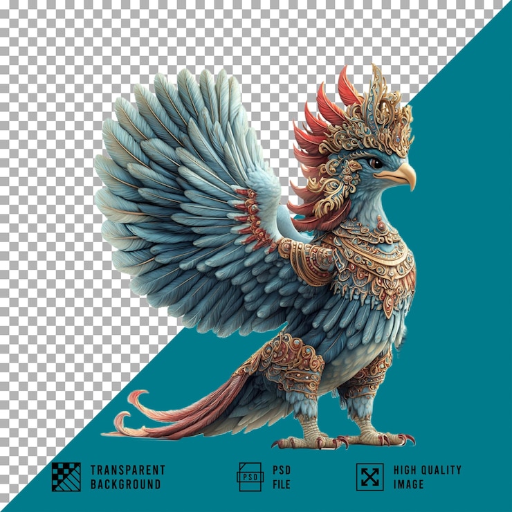 PSD balinese style garuda on transparent background
