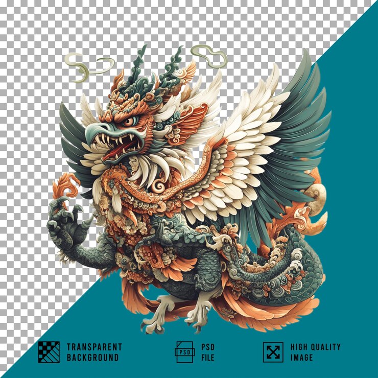 PSD balinese style garuda on transparent background