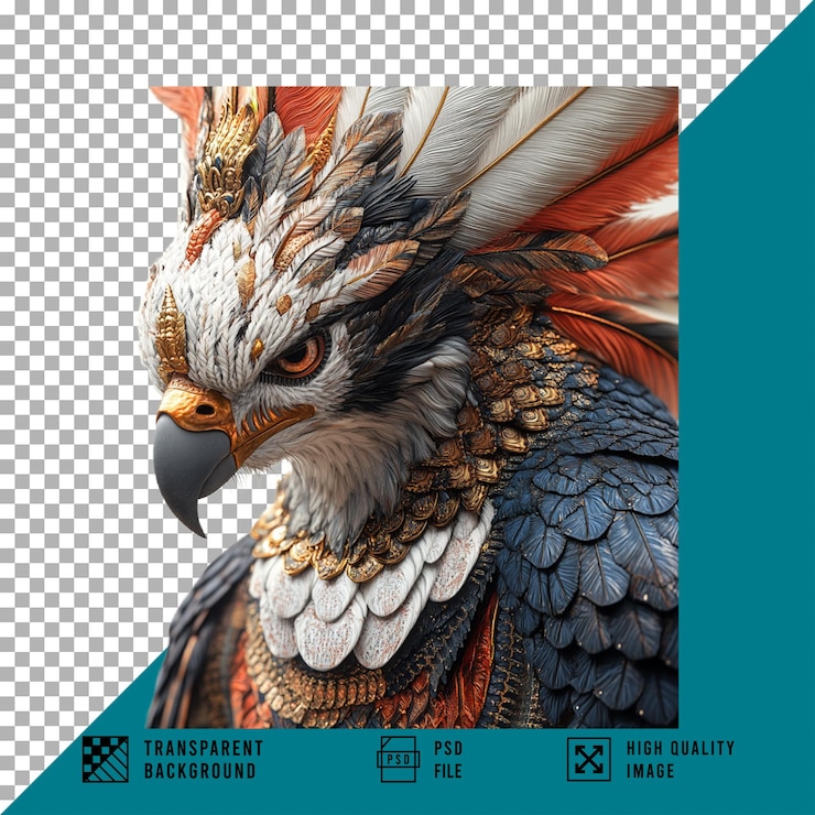 PSD balinese style garuda on transparent background