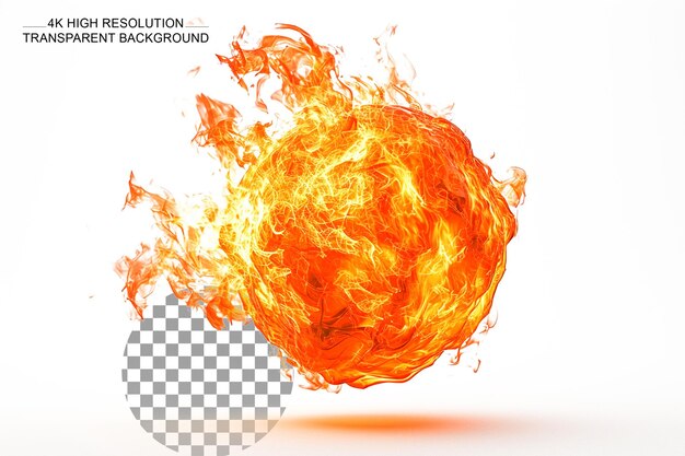 PSD ball of fire isolated on transparent background