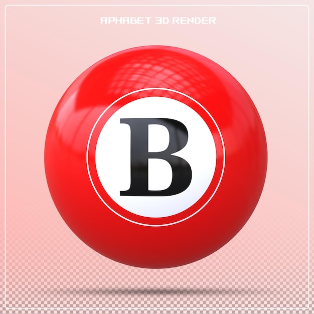 PSD Буква мяч b шрифт красный 3d мяч алфавит