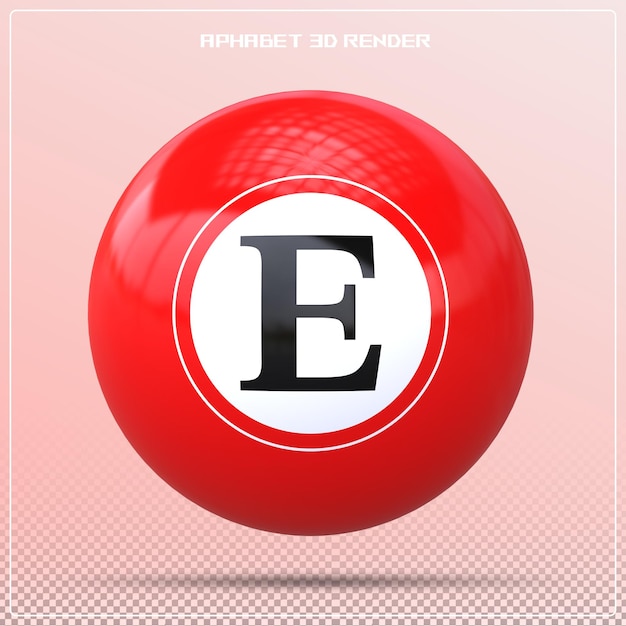 PSD ball letter e font rood 3d ball alphabet