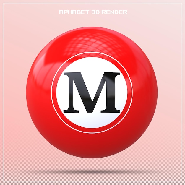 PSD ball letter m font red 3d ball alphabet