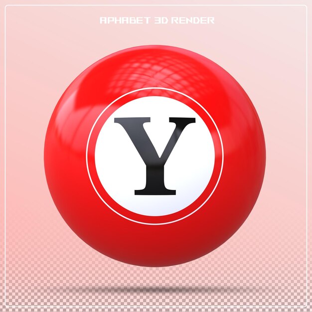 PSD ball letter y font red 3d ball alphabet