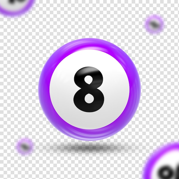 PSD ball number 8 3d render illustration