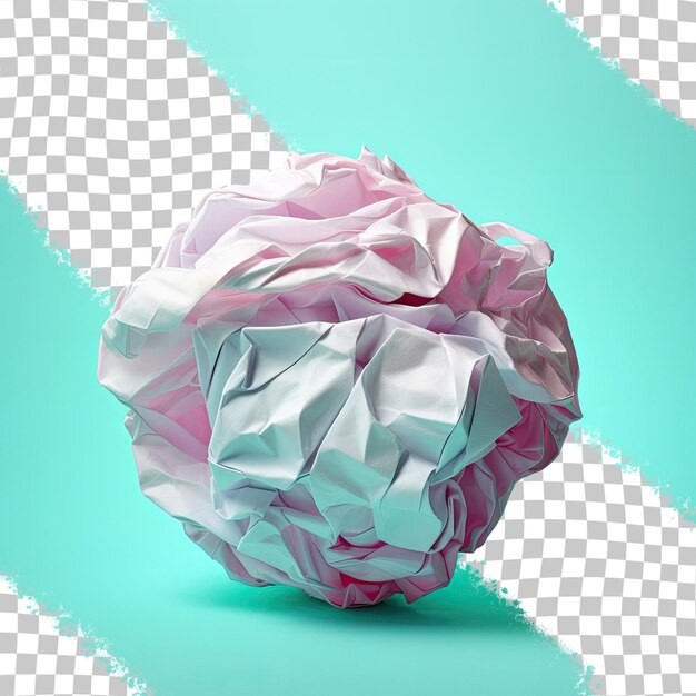 A ball of paper is shown on a blue background.