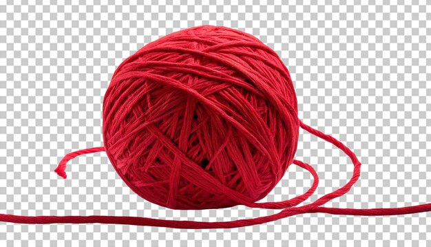 PSD ball of red yarn on transparent background