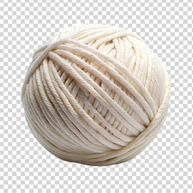 PSD ball of white yarn isolated on transparent background