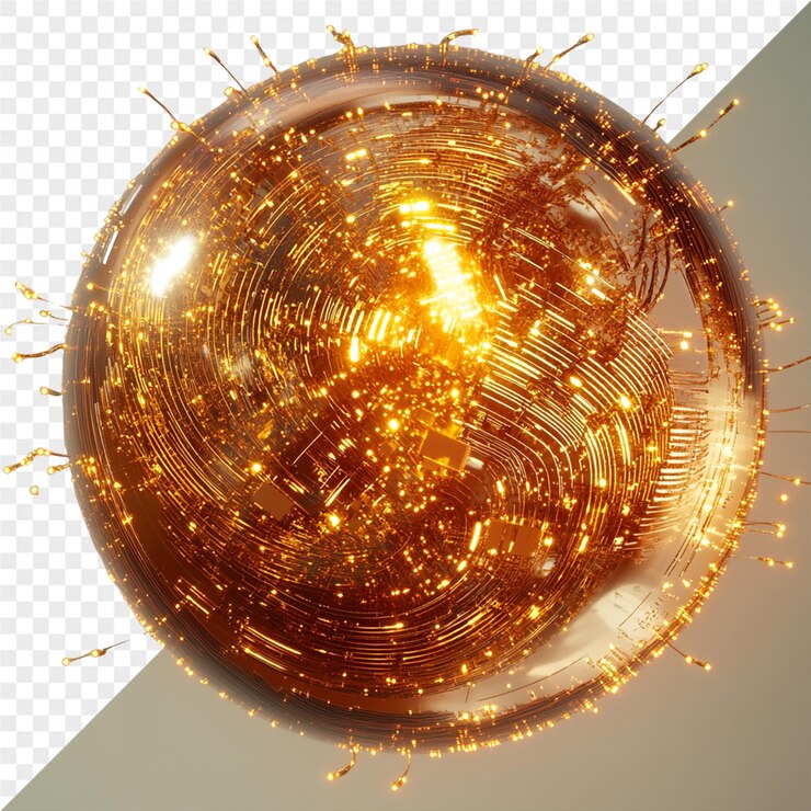 PSD a ball with a gold background and the word quot fire quot on it