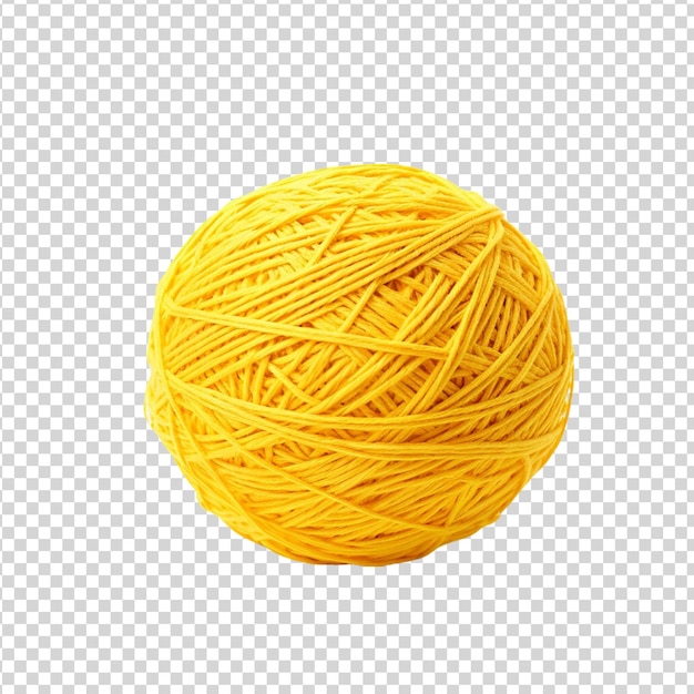 PSD ball of yellow yarn isolated on transparent background