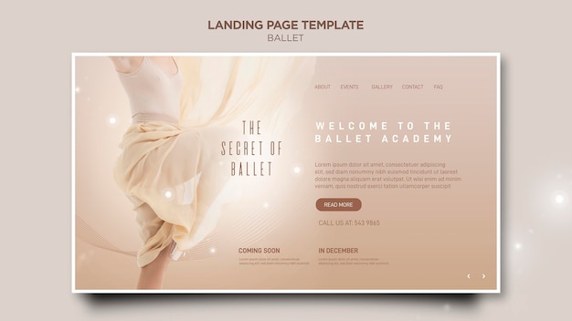 PSD ballerina concept bestemmingspagina sjabloon