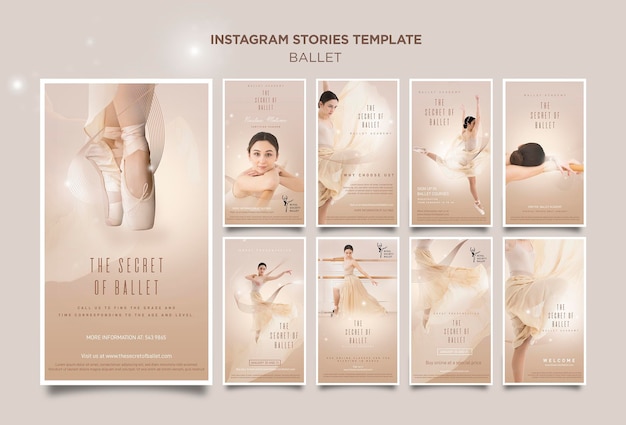 PSD ballerina concept instagram verhalen sjabloon