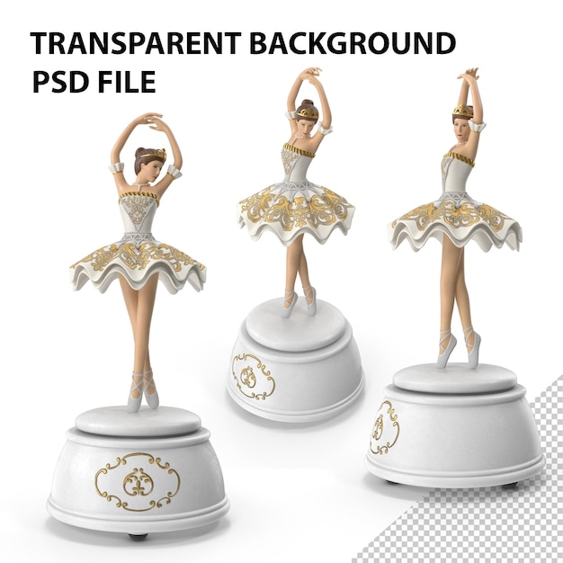 PSD ballerina muziekdoos wit png