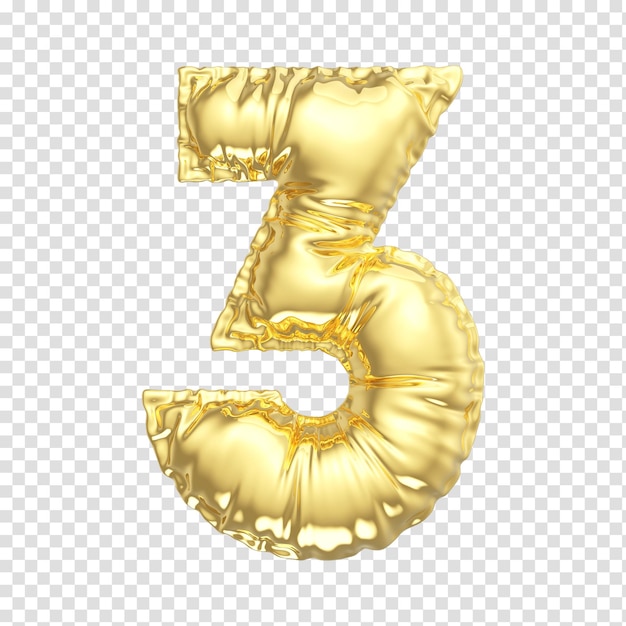 Ballon 3 nummer goud 3D