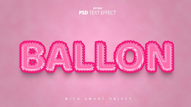 PSD ballon 3d realistic editable text effect template design