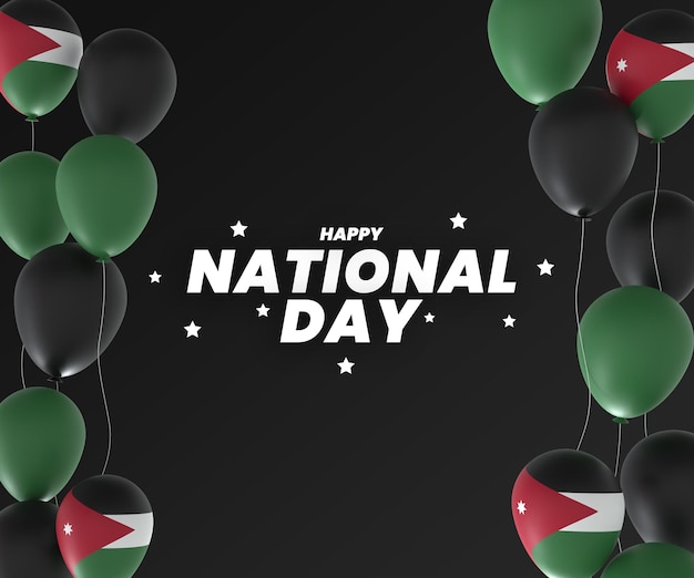 Ballon jordan vlag ontwerp nationale onafhankelijkheidsdag banner bewerkbare tekst en achtergrond