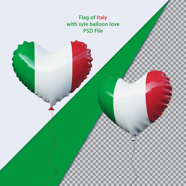 PSD ballon liefde nationale vlag van italië realistisch